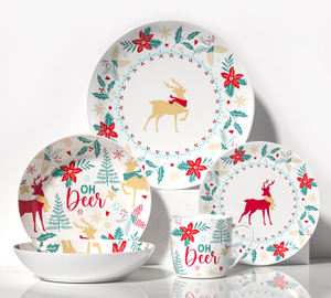 16-Piece Ceramic Dinnerware Set - Christmas theme