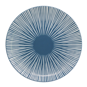 Blue radiation pattern Reactive Glaze plate