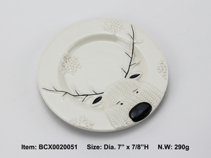 Christmas fawn head round plate