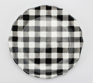 Black and white lattice farm tableware series-round plate