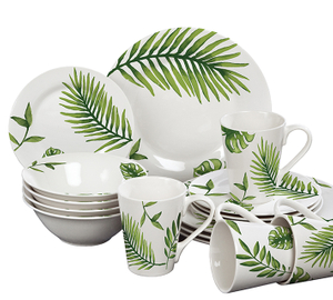 Palm leaf Ceramic 16-Piece Dinnerware Set 