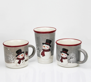Three-piece Christmas Snowman Mug Set