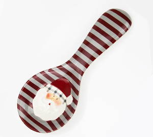 Christmas red striped ceramic big spoon