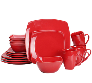 Red square color glaze-16-piece Tableware set