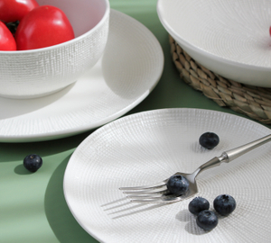 Elegant white embossed tableware series