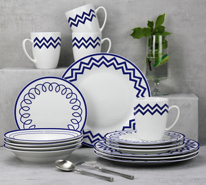 Simple geometry Ceramic 16-Piece Dinnerware Set 