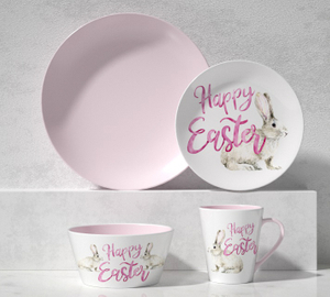 16 piece Tableware set hand-painted easter bunny
