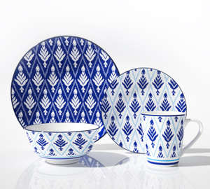 16-Piece Ceramic Dinnerware Set-Blue National design