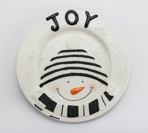 Embossed Christmas Snowman Plate