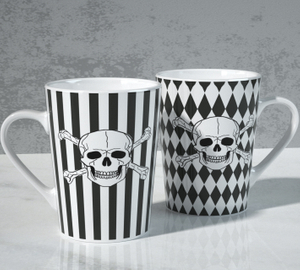 Halloween black skull mug
