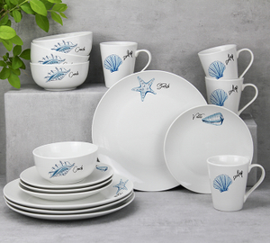 Marine shellfish Ceramic 16-Piece Dinnerware Set 