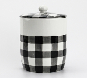 Black and white lattice farm tableware series-storage tank