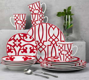 Modern Geometry Stoneware 16-Piece Dinnerware Set