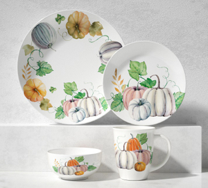 Ceramic 16-Piece Dinnerware Set -Ink Pumpkin