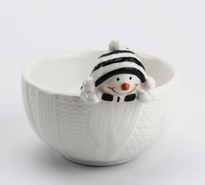 Embossed Christmas Snowman Bowl
