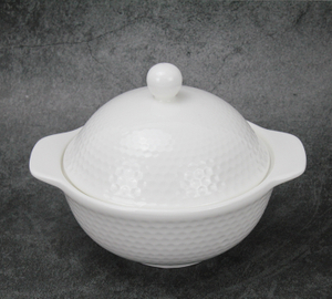 Pure white embossed series-Tureen with Lid