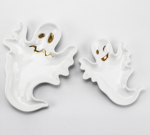 White ceramic ghost snack plate series