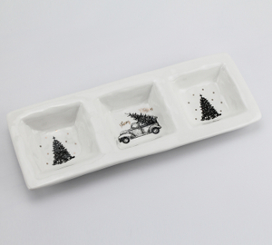 Christmas truck pattern tableware series-three grid snack plate