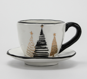 Golden Christmas tree series-cup and saucer