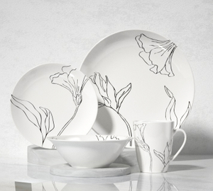 Simple flower hand-painted 16-piece Tableware set 